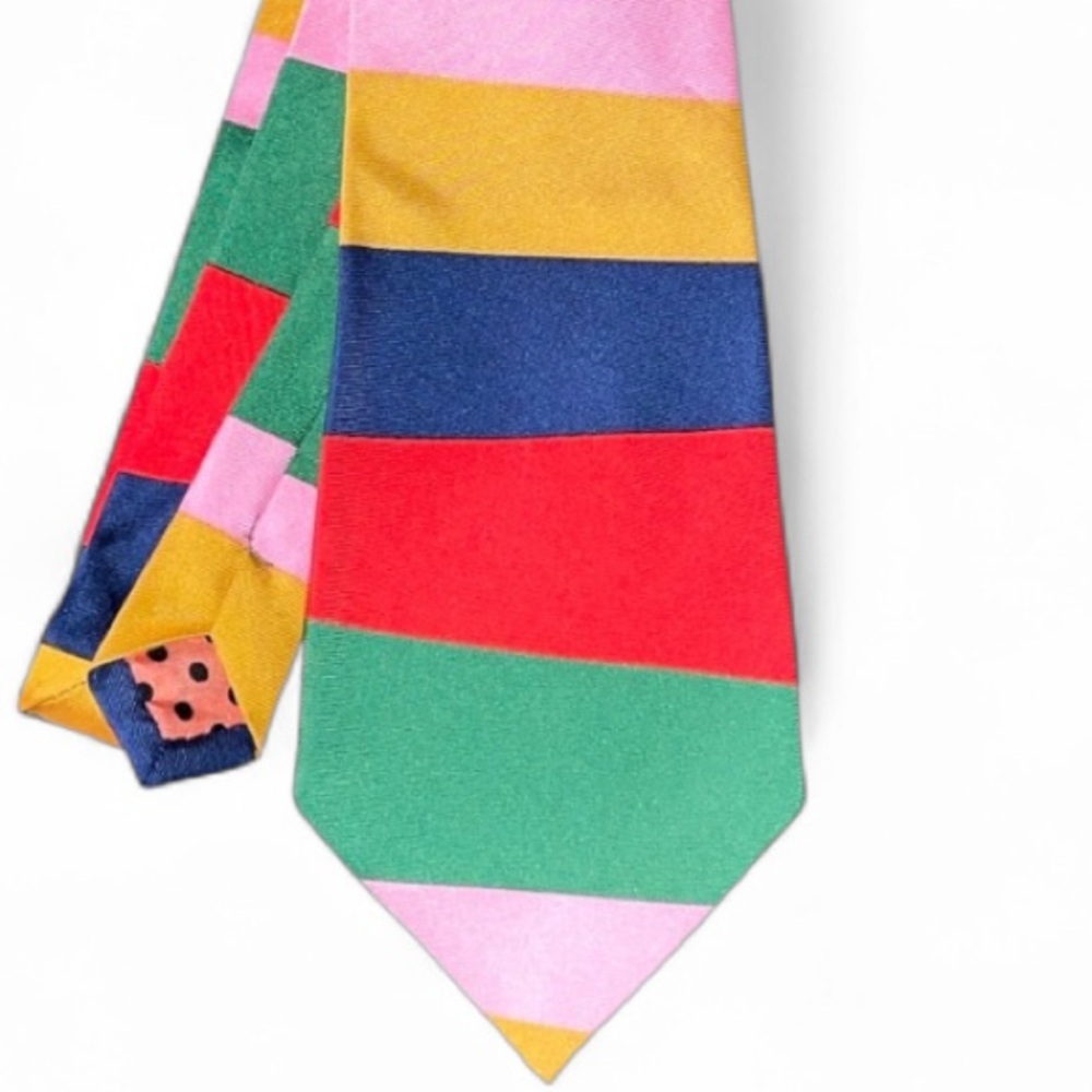 Vtg GENE MEYER 100% Silk Multi-Stripe Neck Tie
